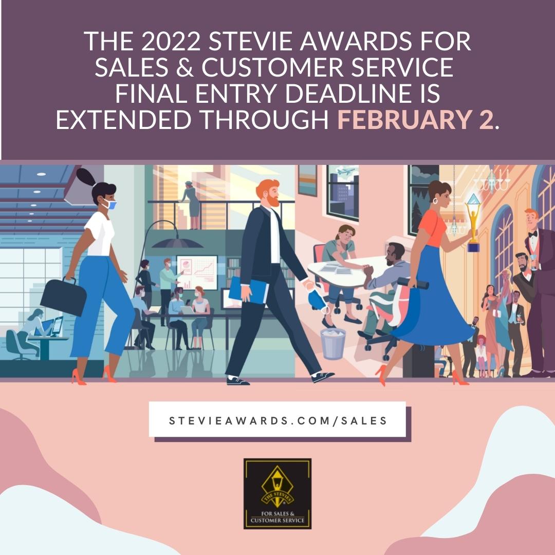 2022 年 Stevie® 銷售和客戶服務獎延長最終提名截止日期